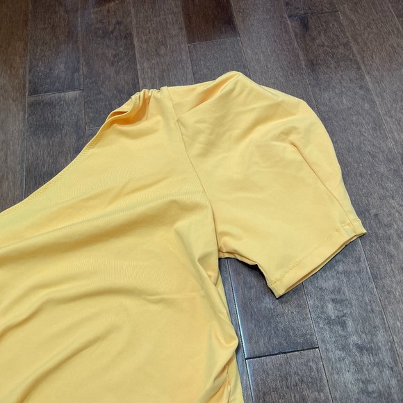 NWT Free People Somethin' Bout You One Shoulder Short Puff Sleeve Bodysuit sz XL - Picture 8 of 12